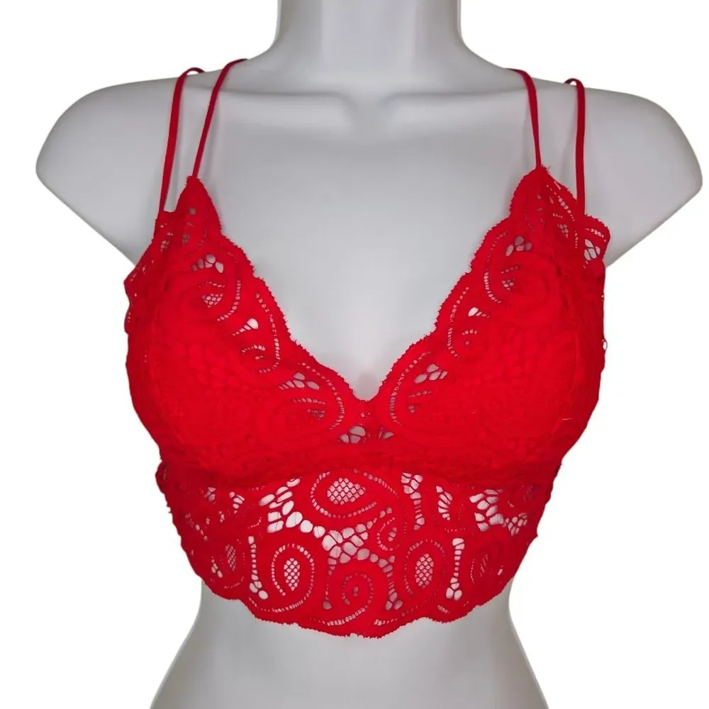 Pink Victoria's Secretred Lace Bralette Bra Size XS